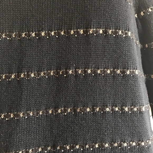 Loft Black Boatneck Sweater W/ Gold Stripe - Picture 3 of 7